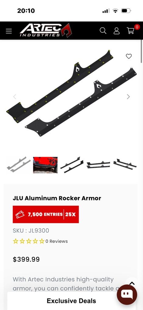 2018-2026 JLU Wrangler Artec Rocker Armor