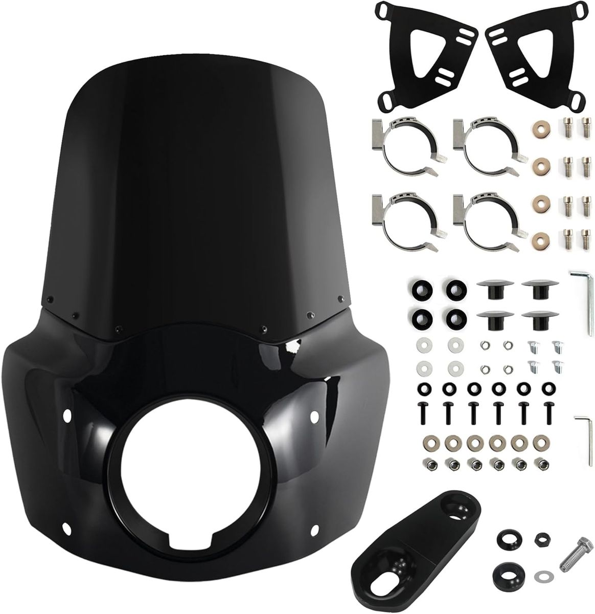 1986-2015 Harley Low Rider, Sportster, Super Glide 5.75" Headlight Fairing with 15" Dark Smoke Windshield Windscreen