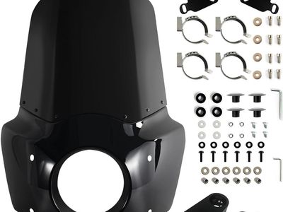 1986-2015 Harley Low Rider, Sportster, Super Glide 5.75" Headlight Fairing with 15" Dark Smoke Windshield Windscreen