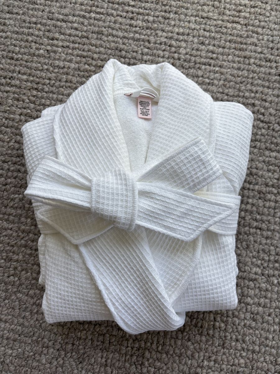 Victoria’s Secret White Cotton Waffle Long Robe - Bridal XS/S NWOT
