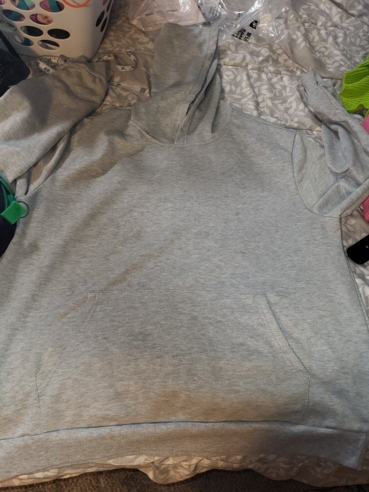 Gray Mixed Material Hoodie, Size XL, with Imperfections