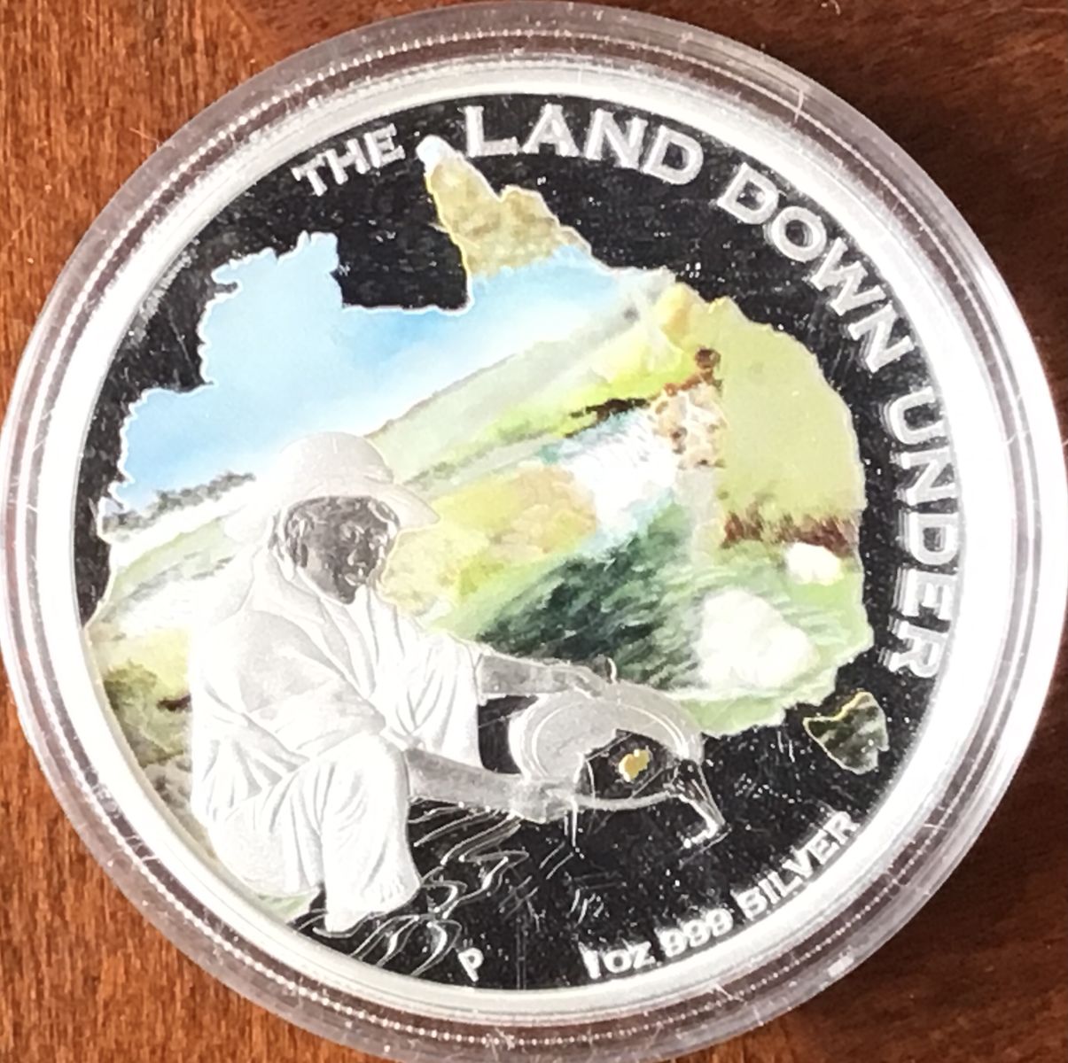 2014 Australian Land Down Under Gold Rush 1oz Proof Colorized silver coin