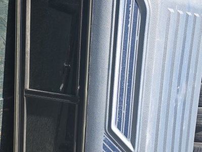 Used Truck Shell - Gray with Blue Stripe Accent, Windows
