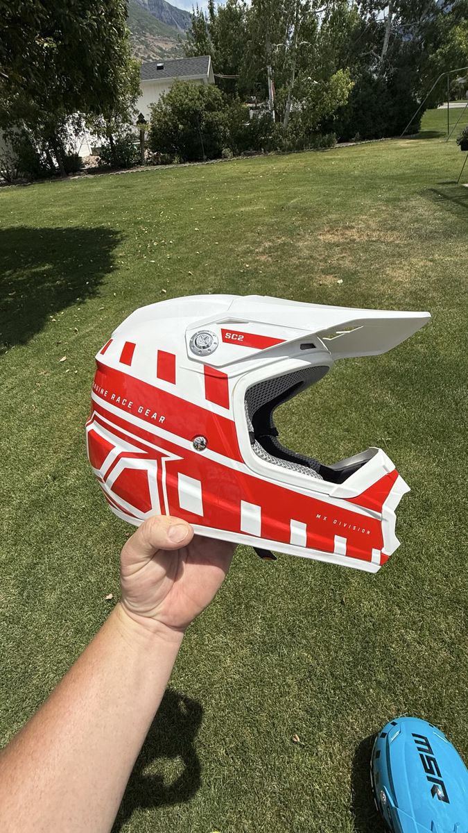 MSR SC2 MX Division Motocross Helmet - DOT & ECE 22.05 Certified, Red/White, MD