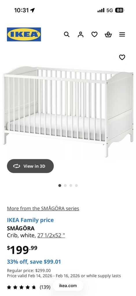 IKEA SMÅGÖRA Crib