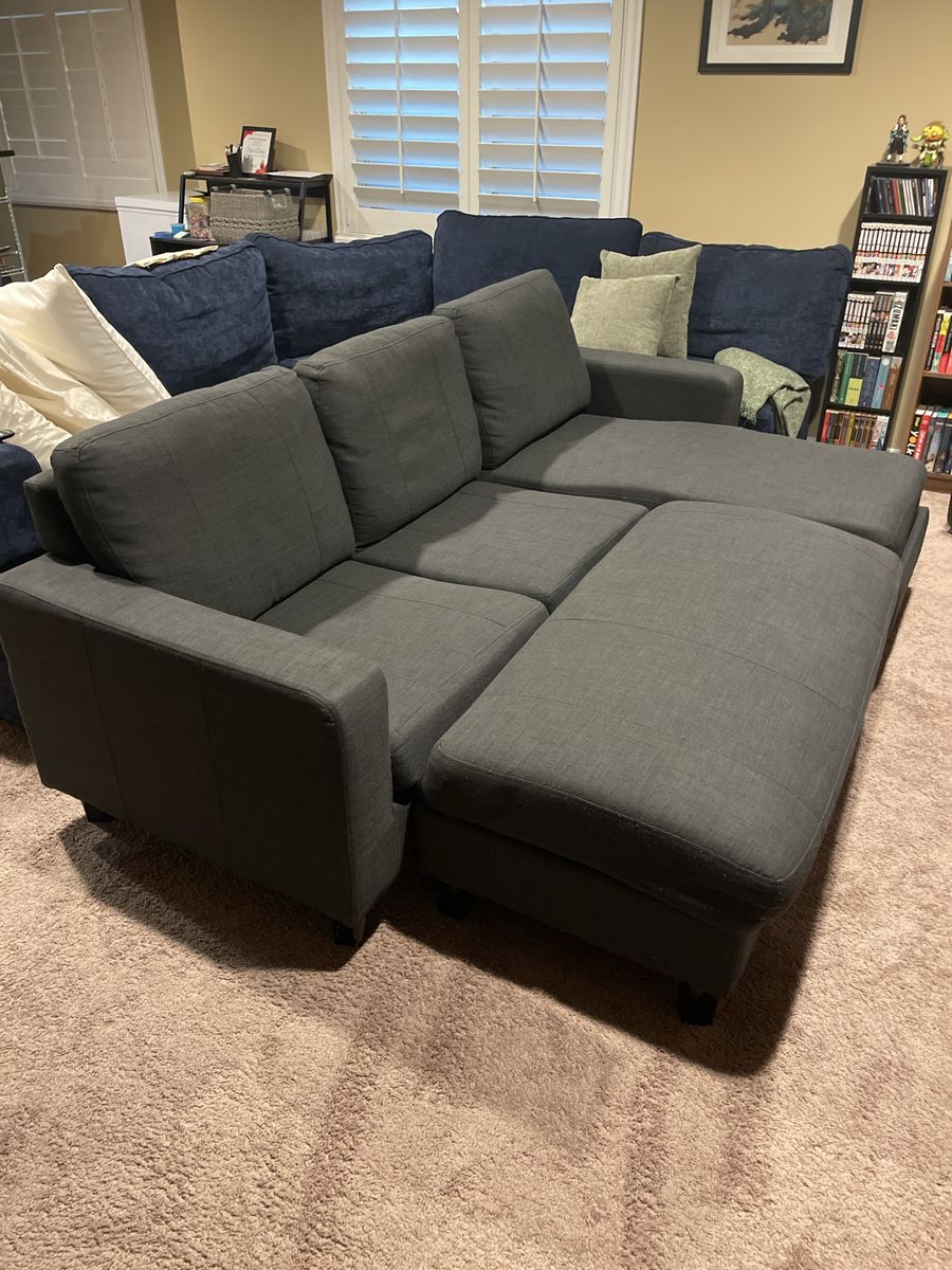 Gray Couch with Ottoman