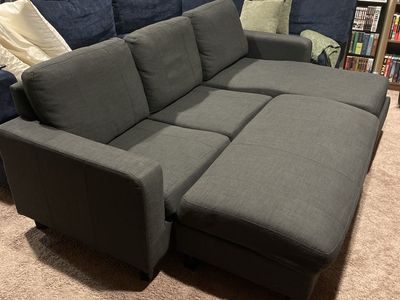 Gray Couch with Ottoman