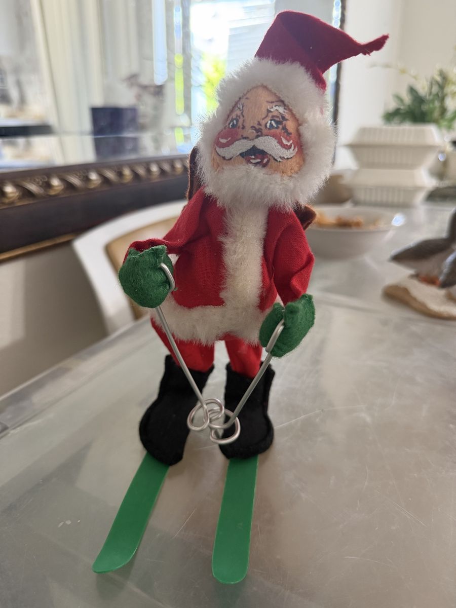 Vintage Skiing Santa Claus Figurine Die Kreativen Felt Christmas Decor Doll