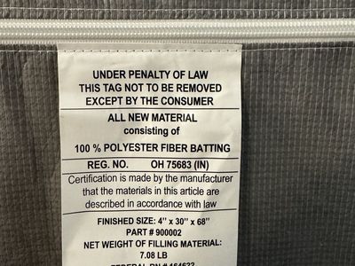 Polyester Fiber Batting Mattress Pad 4" x 30" x 68"