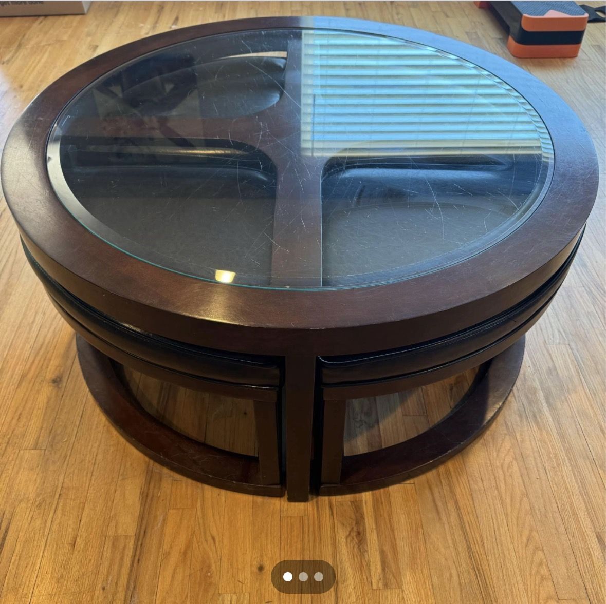 Coffee Table with 4 Chairs/ Footrests