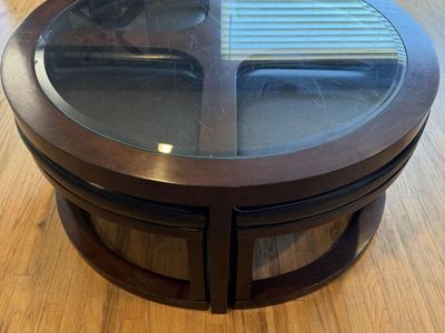 Coffee Table with 4 Chairs/ Footrests