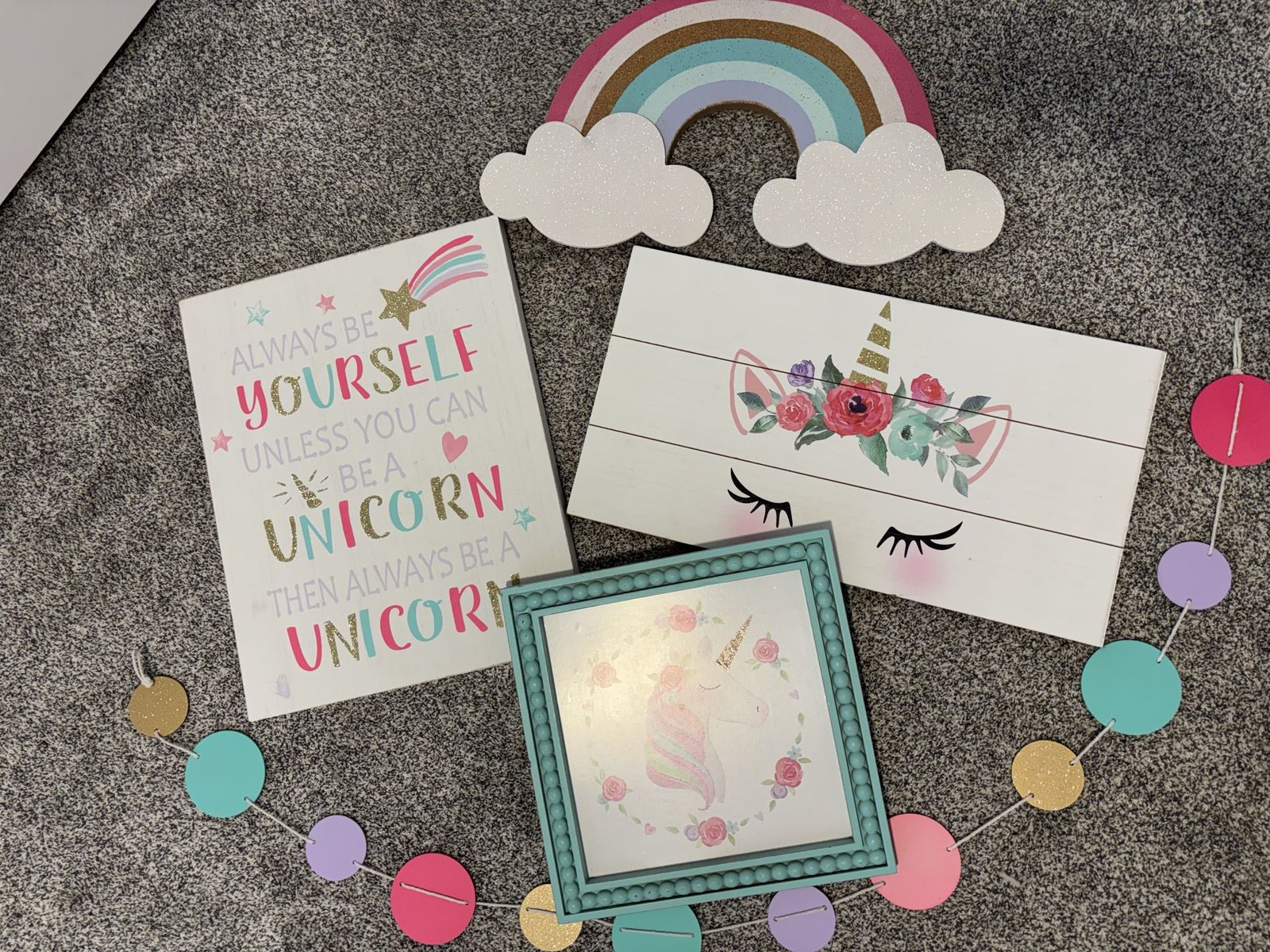 Unicorn girls bedroom decor bundle