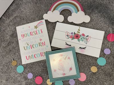 Unicorn girls bedroom decor bundle