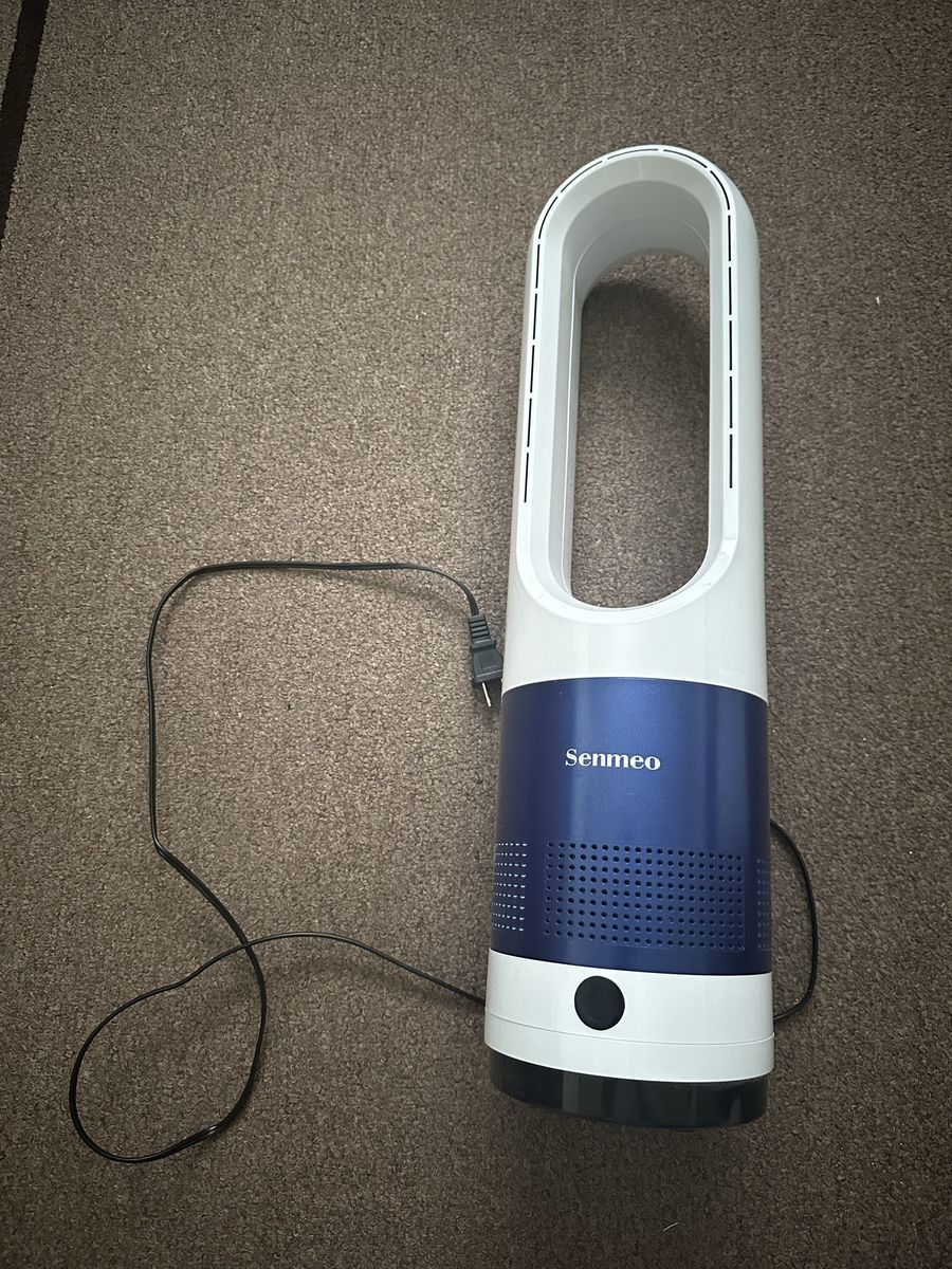 Senmeo Bladeless Tower Fan - White & Blue, Portable Cooling Appliance