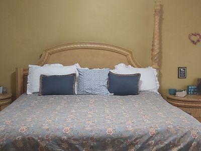 King Bedroom Set poster bed, nightstands, and armoire