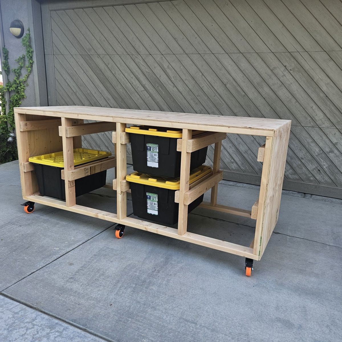 Tote Bin Storage Rack shelf and Workbench