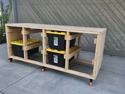Tote Bin Storage Rack shelf and Workbench