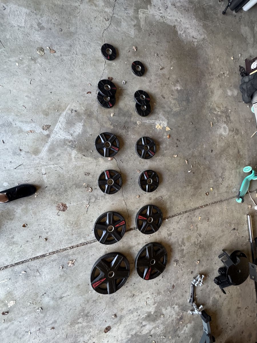 Rubber Coated Iron Olympic plate set (205 lbs)