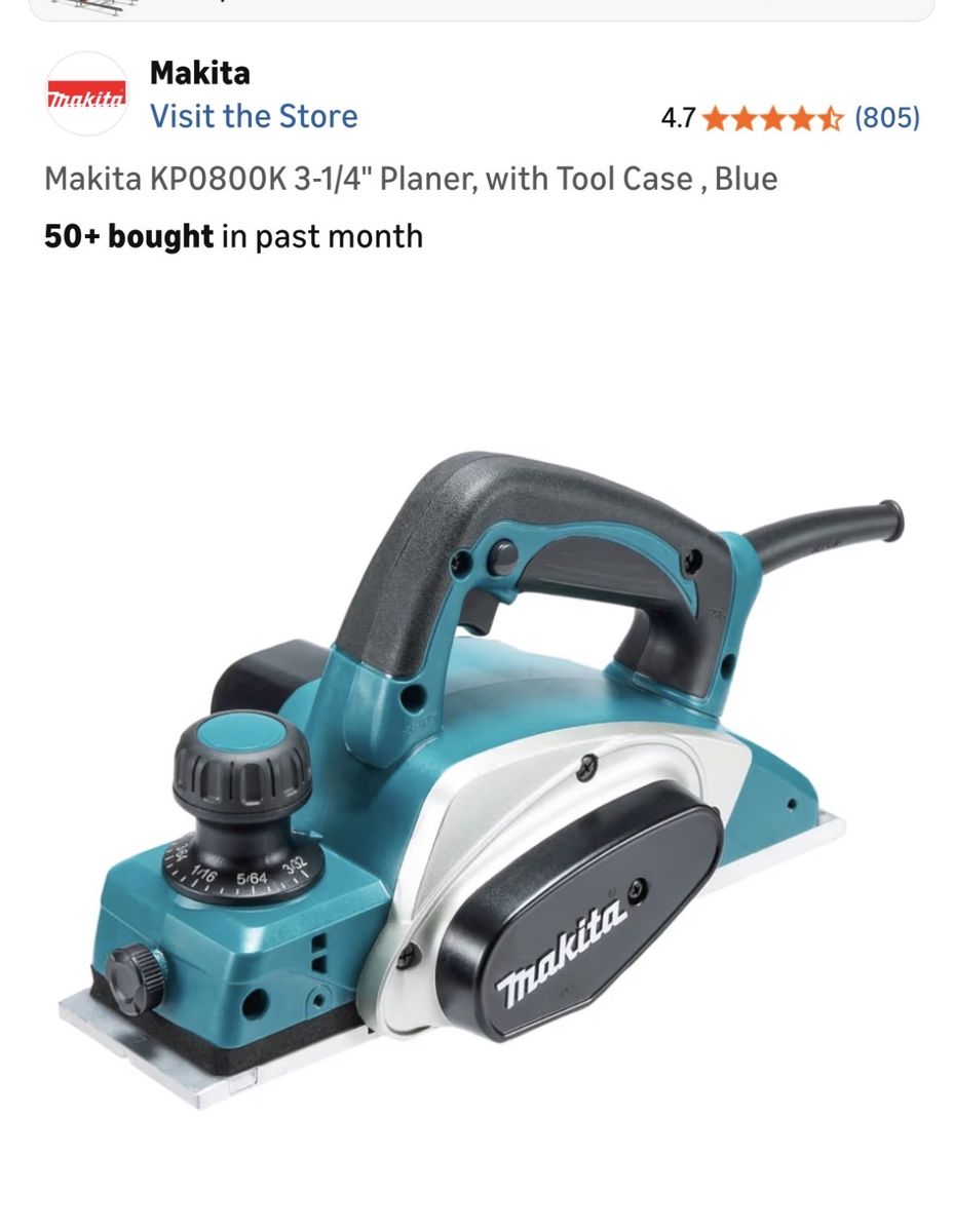Makita KP0800K 3-1/4" Planer, with Tool Case, Blue
