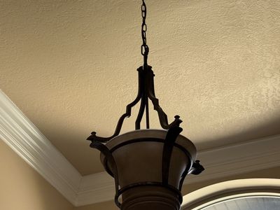 Ornate Dark Bronze & Frosted Glass Hanging Pendant Light Fixture