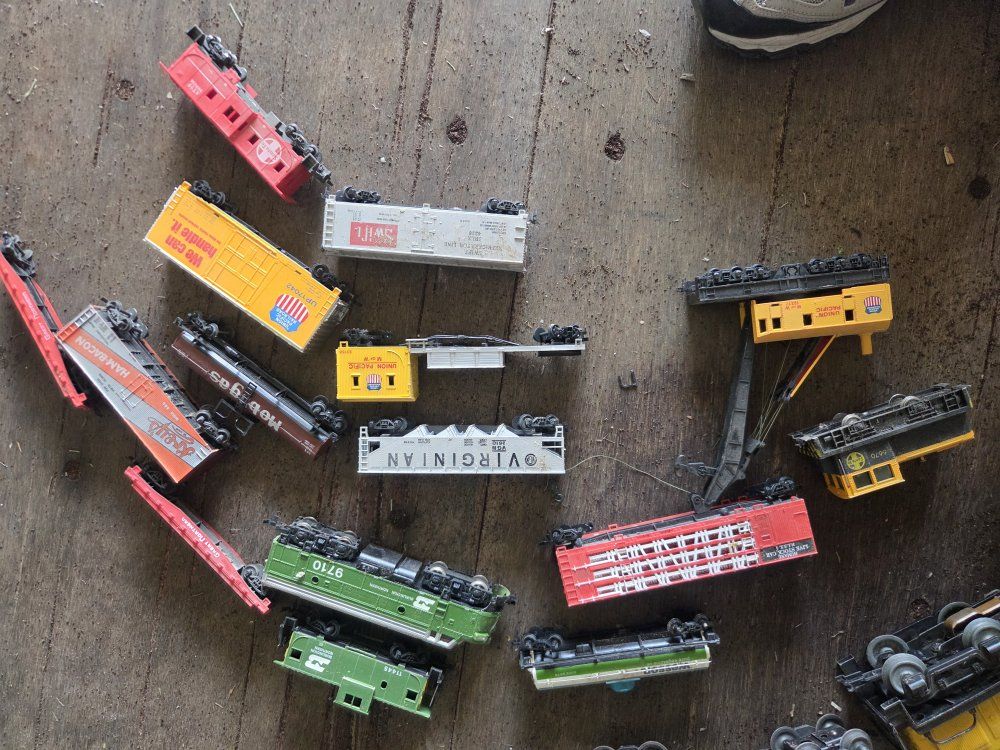 antique train and cars