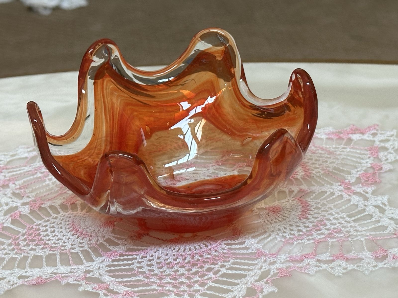 Beautiful Vintage Swirled Glass Dish