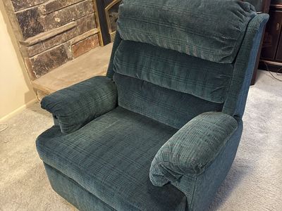 Used Dark Teal Fabric Recliner Chair - Comfortable Upholstered Armchair