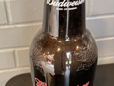 Vintage Budweiser Salutes U.S Navy glass display bottle