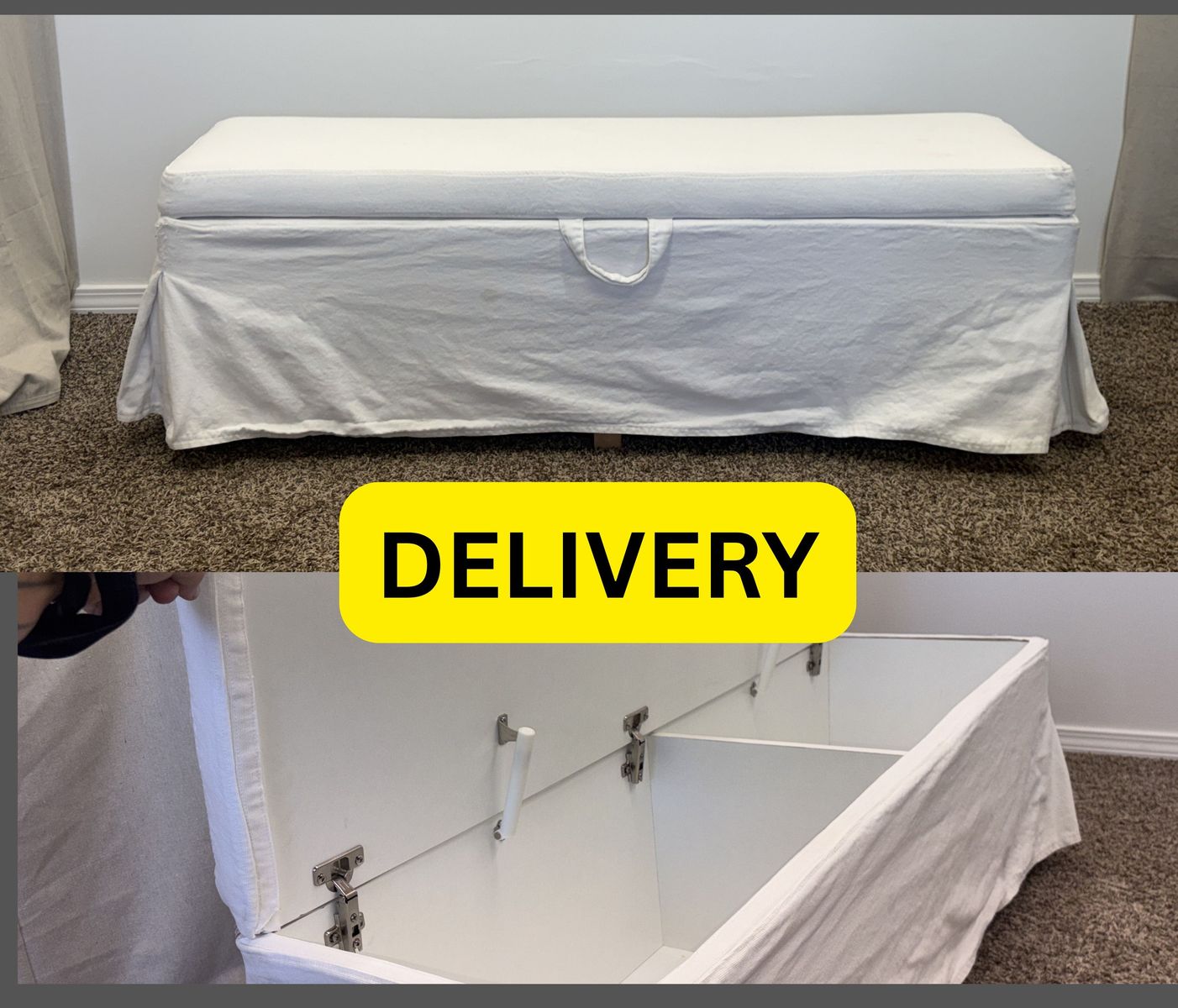 DELIVERY - STORAGE BENCH / Blanket CHEST - 2 inside sections - White