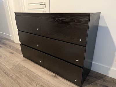 Brand New Modern Black 6 Drawer Dresser