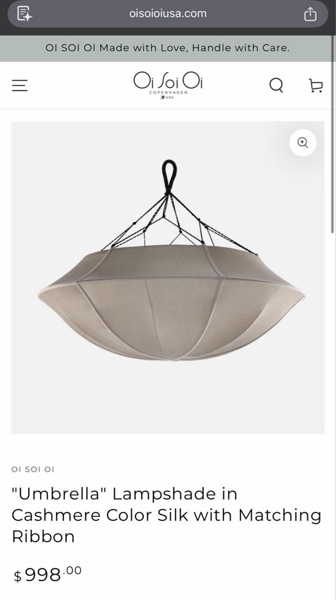 "Umbrella" Lampshade in Cashmere Color Silk