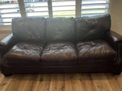 Leather couch, chair and ottoman