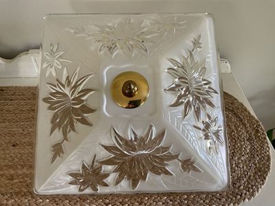 Antique 1930’s 40’s Art Deco Nouveau Victorian Large FrostedWhite Ceiling Light