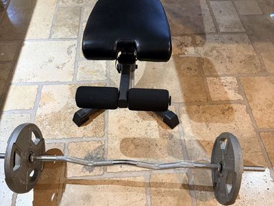 Bowflex adjustable weight bench, and curl bar