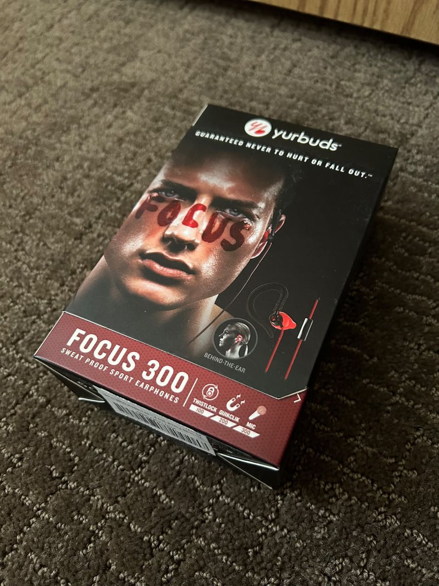 Yurbuds Focus 300 Sweat Proof Sport Earphones, Twistlock, QuikClik, with Mic - Red/Black