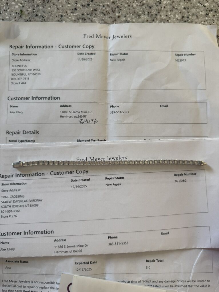 Fred Myer Diamond Bracelet