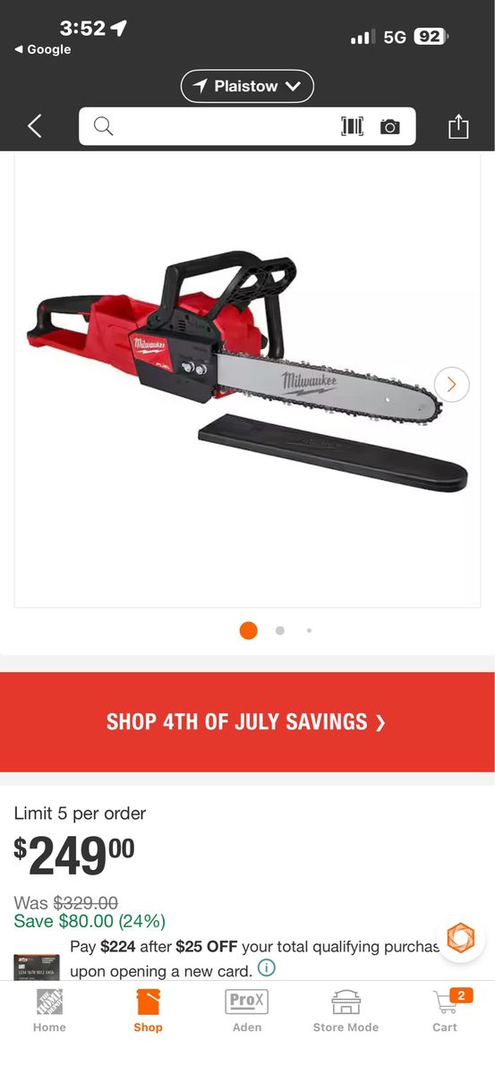 Milwaukee M18 FUEL 16" Brushless Chainsaw - Tool Only