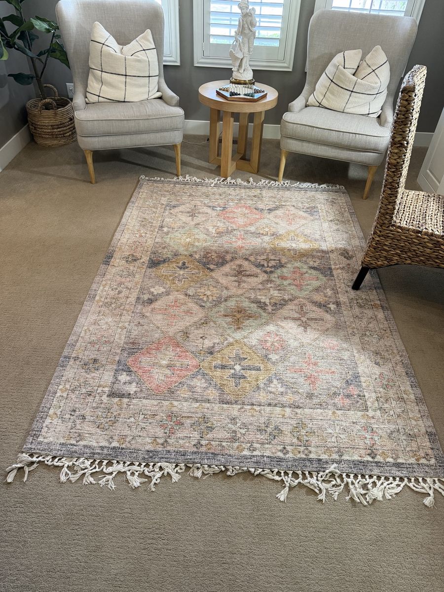 Boho Chic Multi-Color Patterned Area Rug with Tassels