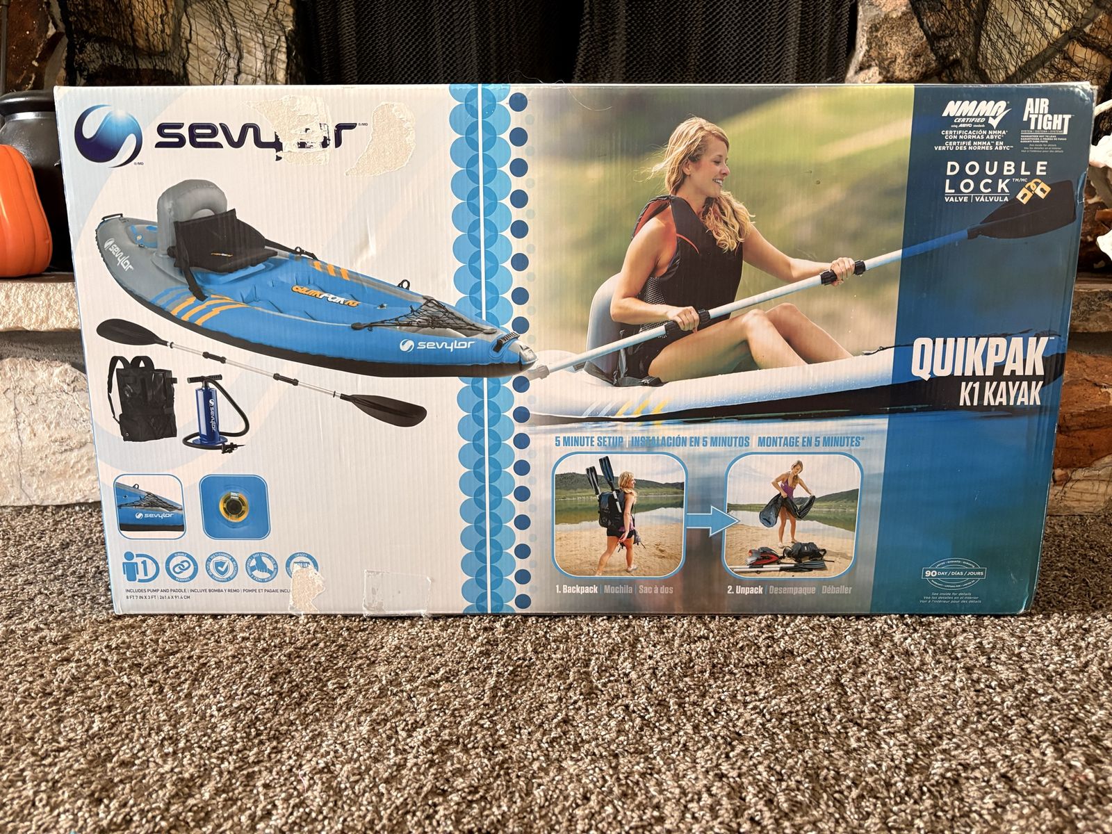 Sevylor Quikpak K1 1-Person Inflatable Kayak - Blue