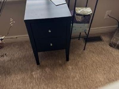 Black 2-Drawer Nightstand – Clean & Sturdy