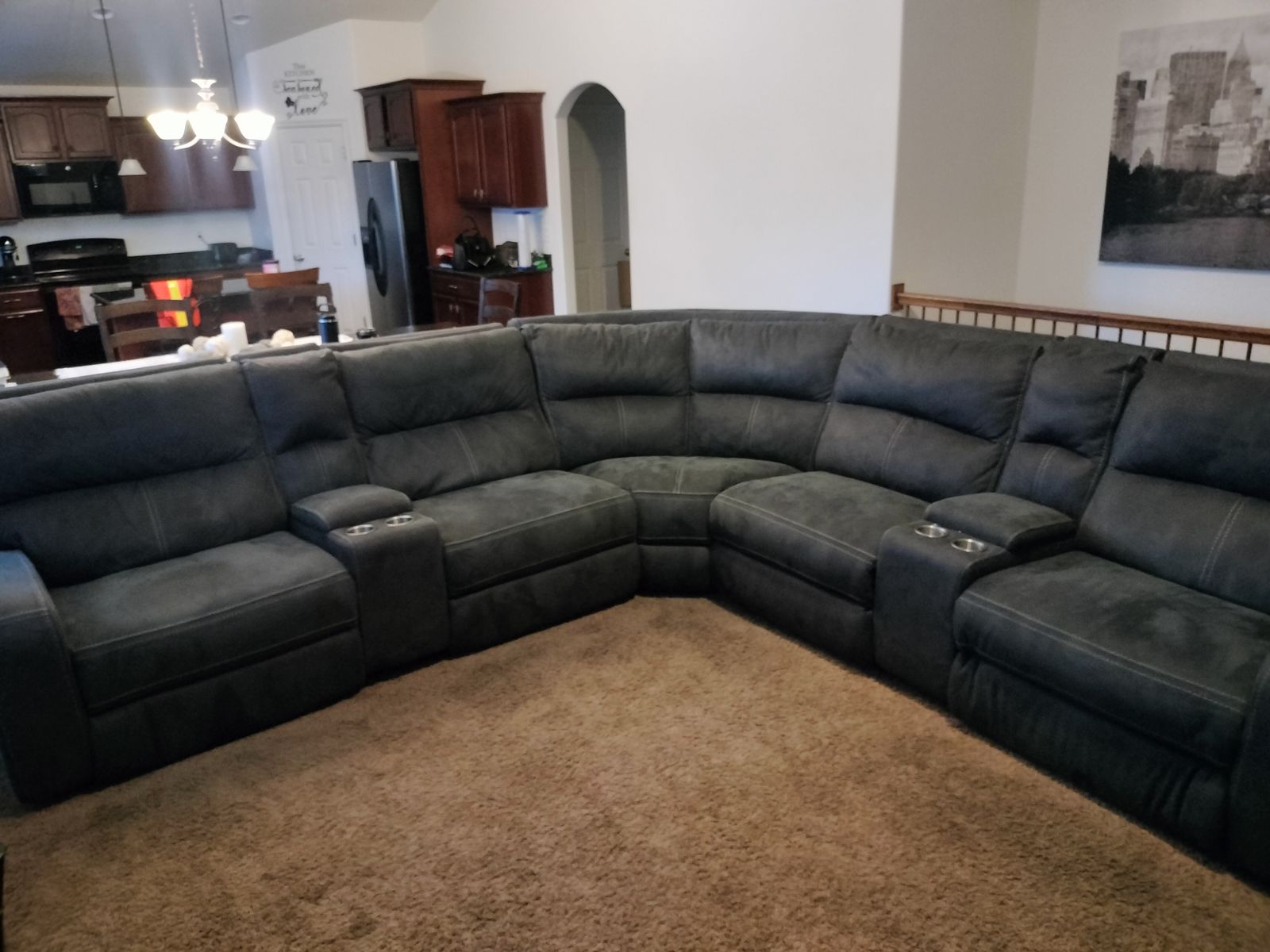 Gray reclining sectional
