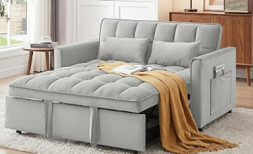 Grey 3-1 convertible pull-out bed