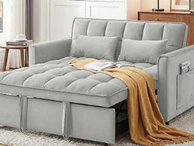 Grey 3-1 convertible pull-out bed