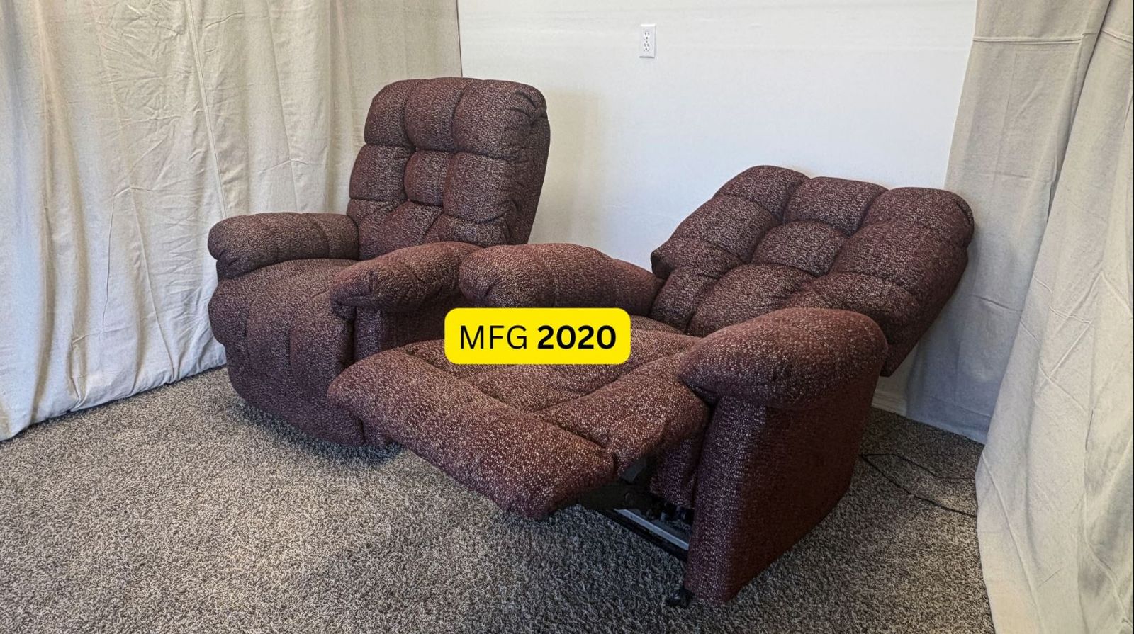 FREE DELIVERY - Two 2020 POWER Recliner Chairs w/ Headrest Incline, USB – Great Condition