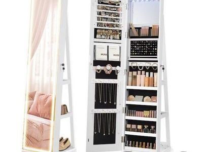 SONGMICS Jewelry Cabinet with Full-Length LED Lighted Mirror