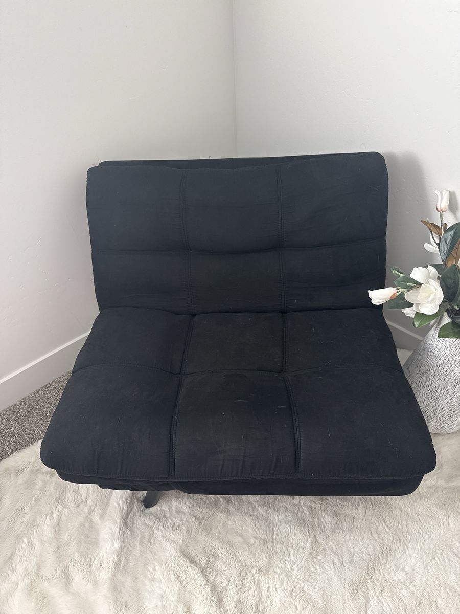 Modern Black microfiber Armless Futon Chair