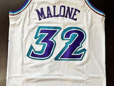 Karl Malone (NEW) White or Purple Jersey (Men’s Small or Medium) Utah Jazz #32