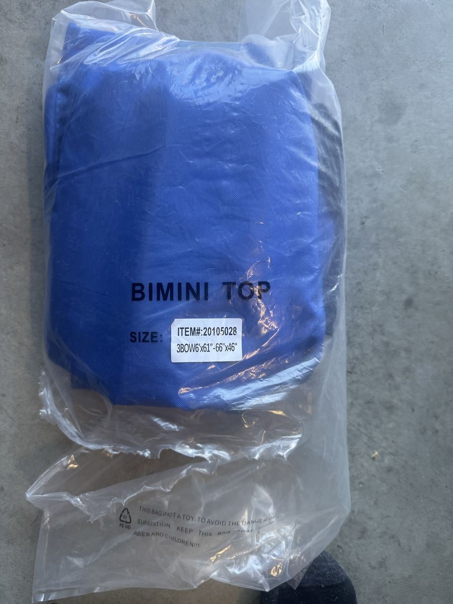 New Bimini Top Boat Cover - Blue, 6'W x 61"-66"L x 46"H No Frame