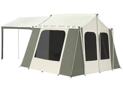 Happy duty canvas 6person deluxe cabin tent with awning and on in screen