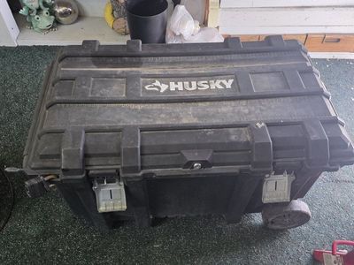 Husky Mobile Jobsite Tool Box Storage Chest with Wheels, Black, Heavy-Duty, Rolling